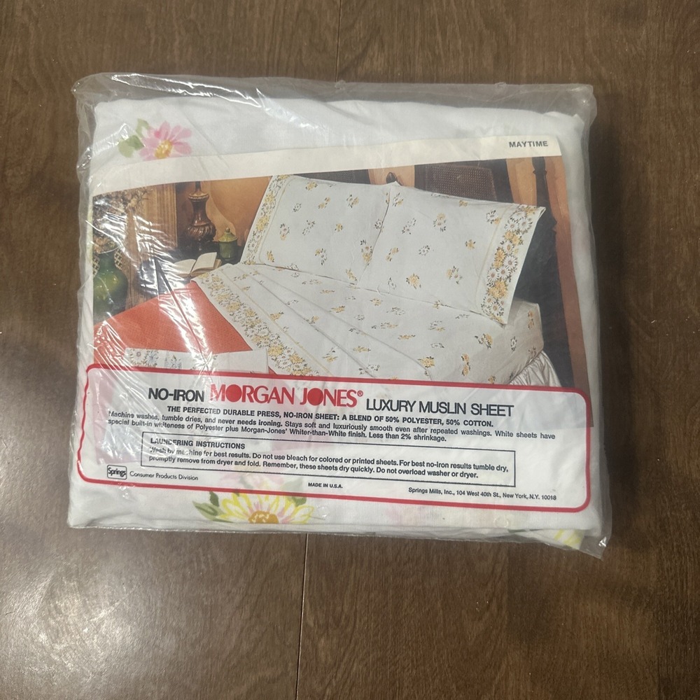 Vintage Morgan Jones Double Sheet Set Bonnie Bouquet No Iron Muslin 54" X 76"‎ - Picture 4 of 7